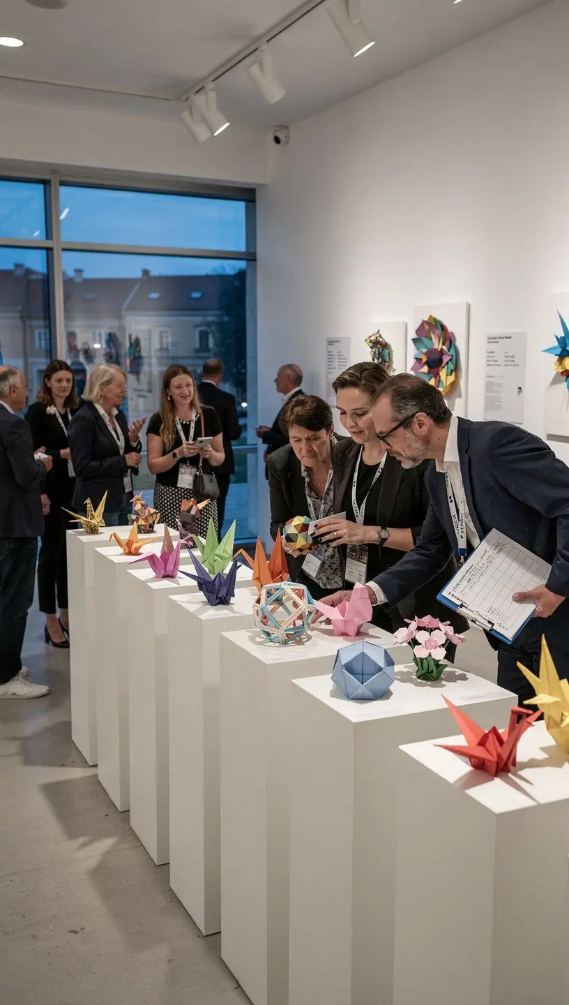 Egy tanuló éppen egy origami darabot hajtogat, a figyelme a részletekre összpontosít.