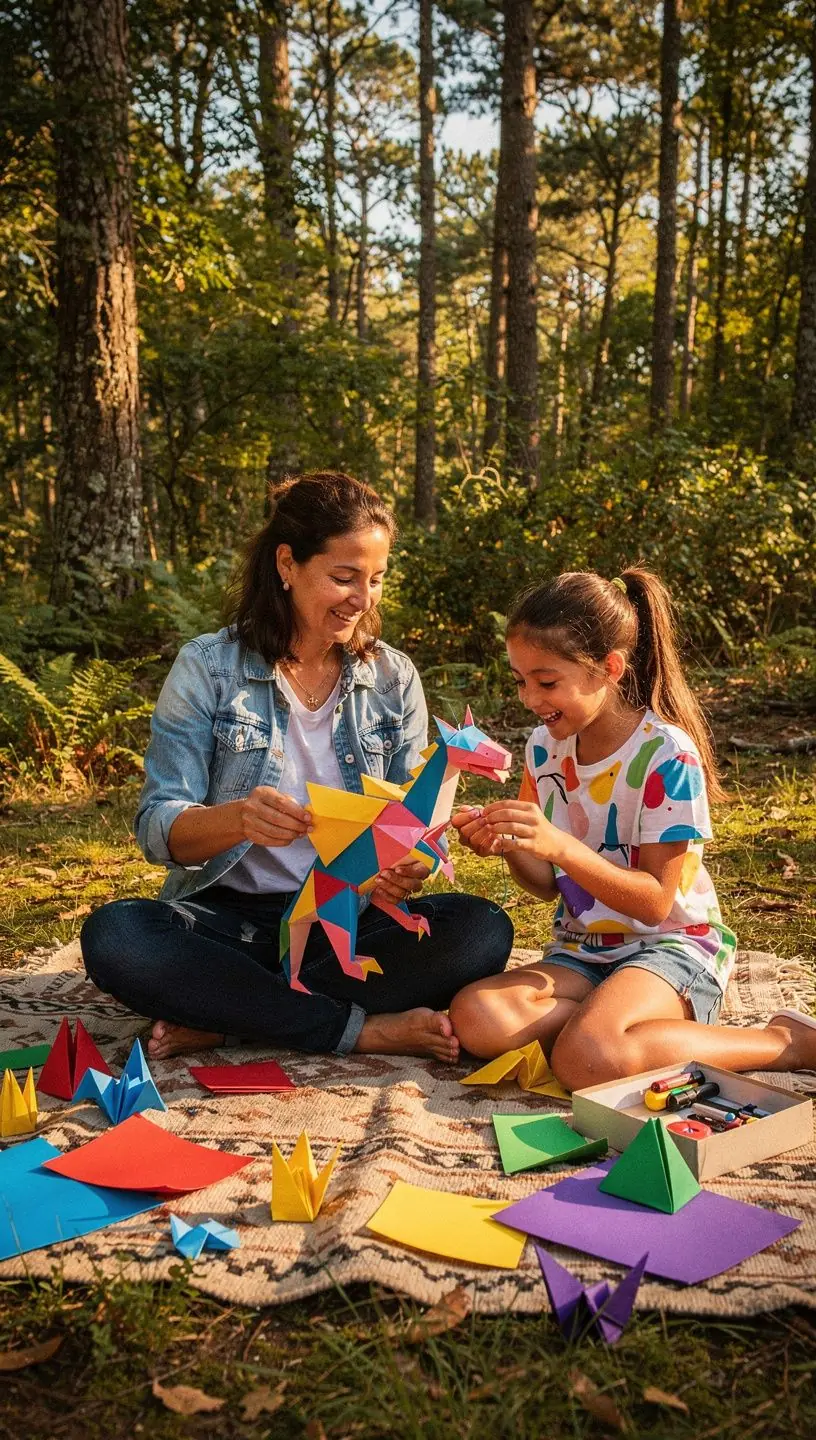 Egy tanuló éppen egy origami darabot hajtogat, a figyelme a részletekre összpontosít.
