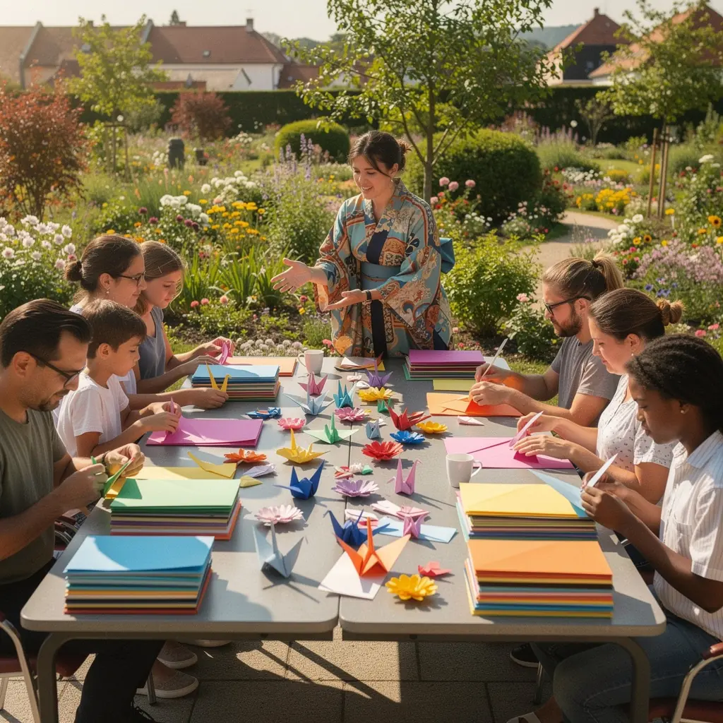 Egy tanuló éppen egy origami darabot hajtogat, a figyelme a részletekre összpontosít.