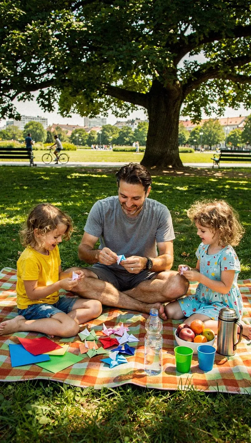 Egy tanuló éppen egy origami darabot hajtogat, a figyelme a részletekre összpontosít.
