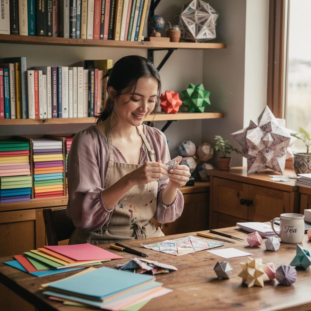 Tanfolyami résztvevők, akik origami technikákat gyakorolnak egy workshop keretében.